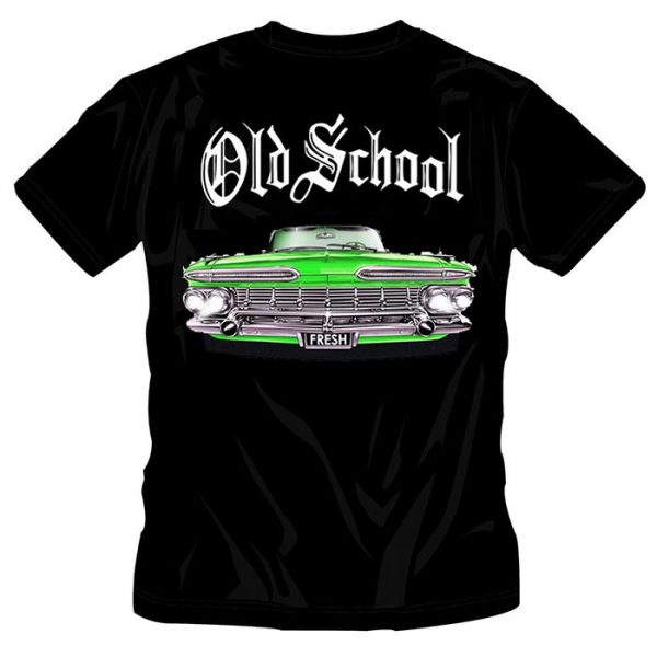 T-Shirt Old School Green Car black shirt