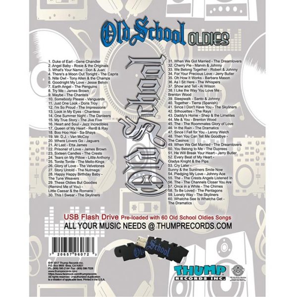 Thump Records Old School Oldies MP3 collection track listing.