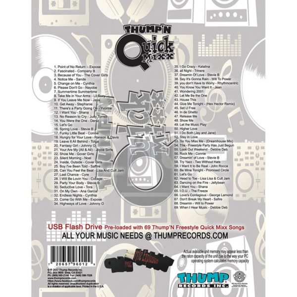 Thump Records Freestyle QuickMixx MP3 collection song listing.