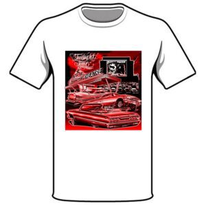 Twlight Time White t-shirt with red artwork